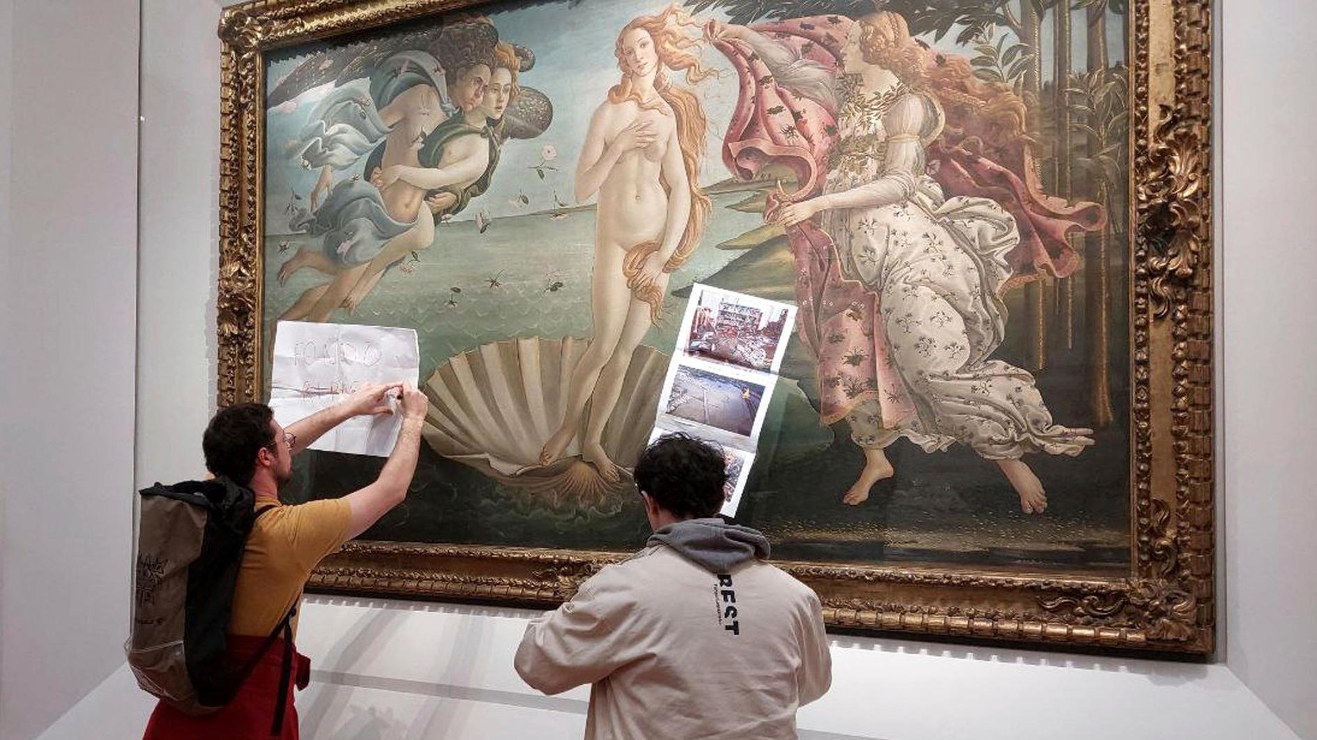 Klimaatactivisten richten zich op Botticelli's 'Geboorte van Venus'