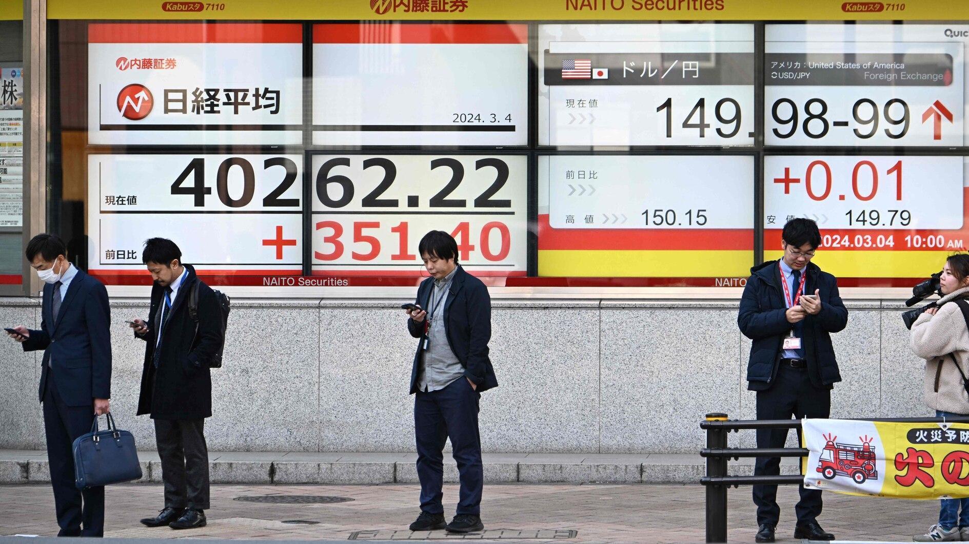De Nikkei-index eindigt voor het eerst boven de 40.000